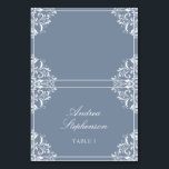 Elegante Trouwplaats/Naam Kaarten (Stoffig Blauw)<br><div class="desc">Nadine Wedding Place Card Tenten (Dusty Blue): Deze elegante tenten van de plaatskaart zullen rijkdom aan uw huwelijkstafels toevoegen! Voor escortkaarten (kaarten die uw gasten meenemen wanneer ze voor het eerst naar uw receptie lopen), houdt u uw tafelnummer op. Voor plaatskaarten (kaarten die je vooraf instelt aan tafels... meestal vergezeld...</div>
