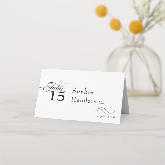 Elegante trouwplaatskaarten | Maaltijdkeuze Plaatskaartje (Voorkant)
