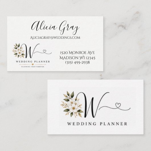 Elegante Trouwplanner Visitekaartje (Voorkant / Achterkant)