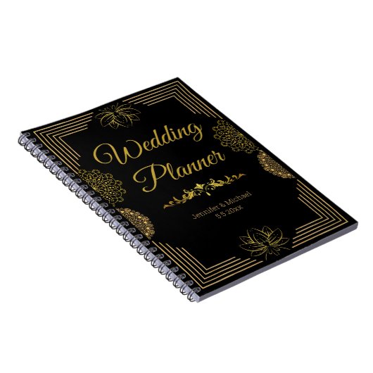 elegante trouwplanner zwarte gouden Indiër Notitieboek (Rechterzijde)