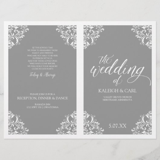 Elegante Trouwprogramma Brochure - Nadine (Grijs) (Voorkant)