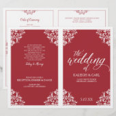 Elegante Trouwprogramma Brochure - Nadine (Rood) (Voorkant / Achterkant)