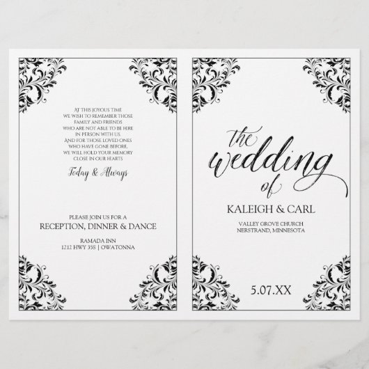 Elegante Trouwprogramma Brochure - Nadine (Zwart) (Voorkant)