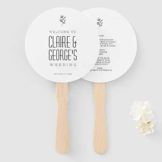 Elegante Trouwprogramma Fan Handwaaier (Voorkant en achterkant)