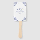 Elegante Trouwprogramma Fans |  - Royal Blue Handwaaier (Voorkant)