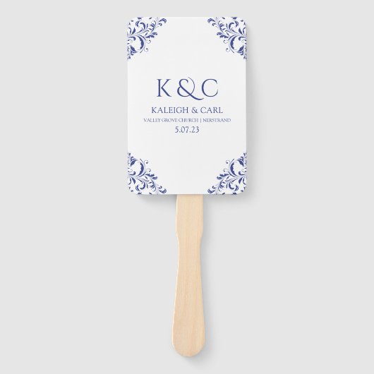 Elegante Trouwprogramma Fans | - Royal Blue Handwaaier (Voorkant)