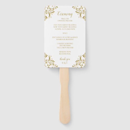 Elegante Trouwprogramma Fans | Vintage (goud) Handwaaier (Achterkant)