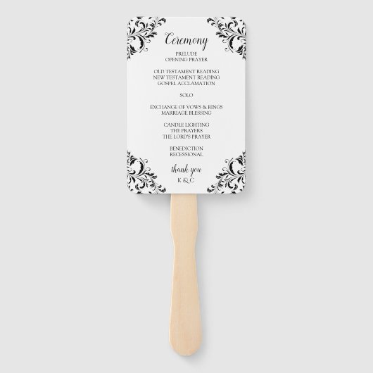 Elegante Trouwprogramma Fans |  (zwart) Handwaaier (Achterkant)