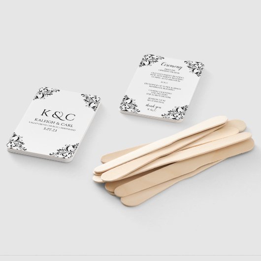 Elegante Trouwprogramma Fans | (zwart) Handwaaier (Niet-gemonteerd)