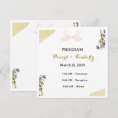 Elegante Trouwprogramma Kaart met Bloemen (Voorkant / Achterkant)