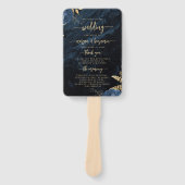 Elegante trouwprogramma Navy Blue met bloemmotief Handwaaier (Voorkant)