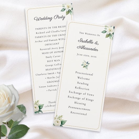 Elegante Trouwprogramma Sjabloon met Bloemen