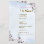 Elegante Trouwprogramma Sjabloon met Bloemen (Voorkant / Achterkant)