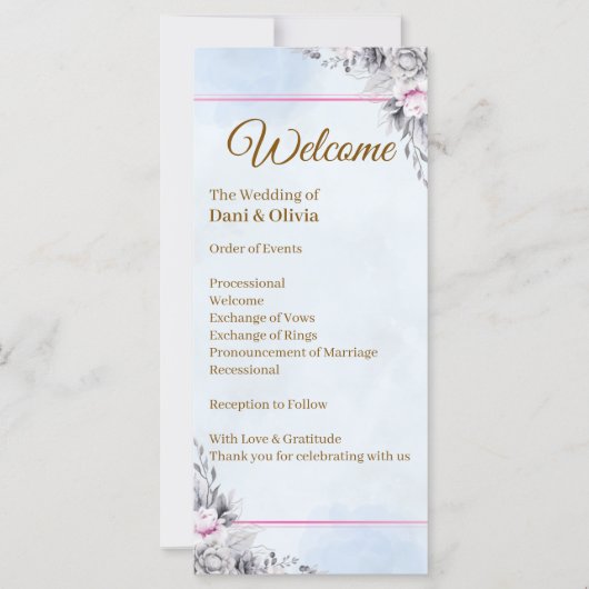 Elegante Trouwprogramma Sjabloon met Bloemen (Voorkant)