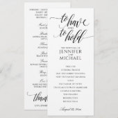 Elegante Trouwprogramma's Typografie | Zwart Programmakaart (Voorkant / Achterkant)