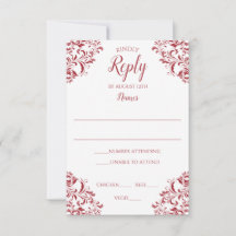 Elegante Trouwreactiekaart | Nadine (Rood)
