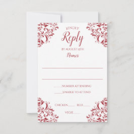 Elegante Trouwreactiekaart | Nadine (Rood) Kaart
