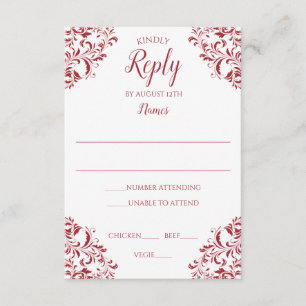 Elegante Trouwreactiekaart   Nadine (Rood) Kaart