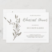 Elegante trouwrepetitie uitnodiging bloemig grijs (Voorkant / Achterkant)