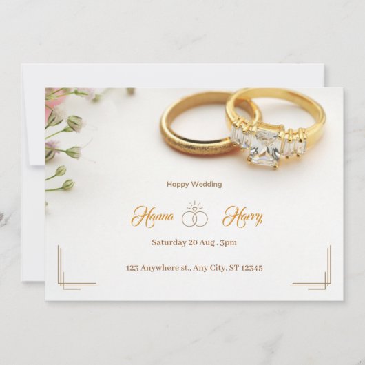 Elegante trouwring met bloemen Bloemrijk Kaart (Voorkant)