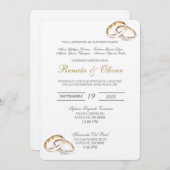 Elegante trouwring Spaanse uitnodiging (Voorkant / Achterkant)