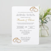 Elegante trouwring Spaanse uitnodiging (Staand voorkant)