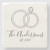 Elegante trouwringen gepersonaliseerd stenen onderzetter (Voorkant)