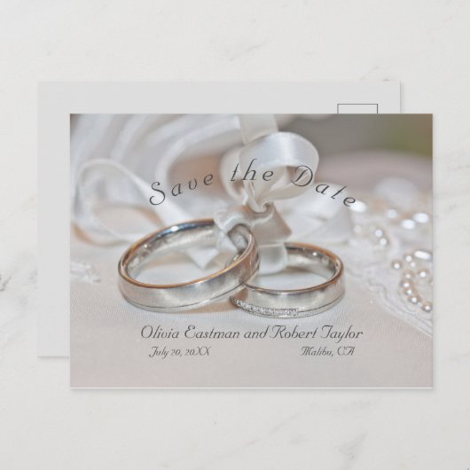 Elegante trouwringen Save the Date Aankondigingskaart (Voorkant / Achterkant)
