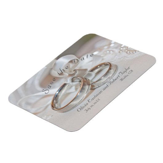 Elegante trouwringen Save the Date Magneet (Linkerzijde)