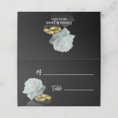 Elegante trouwringen van witrose goud met zwarte s plaatskaartje (Buitenkant ongevouwen)