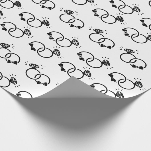 Elegante trouwringen Zwart en Wit Naadloos Cadeaupapier (Hoek)