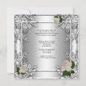 Elegante Trouwroos Zilver Wit Kaart (Achterkant)