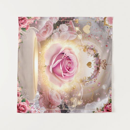 Elegante Trouwroze Muurschildering #1 Wandkleed (Voorkant (horizontaal))