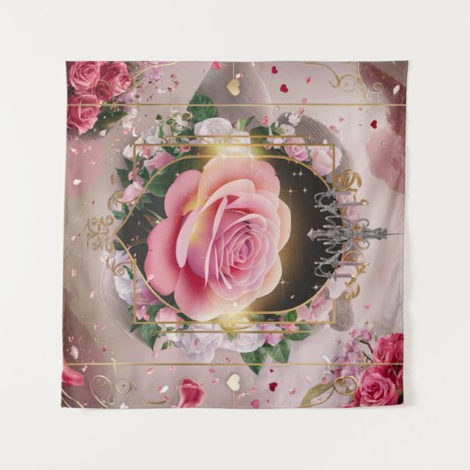 Elegante Trouwroze Muurschildering #4 Wandkleed (Voorkant (horizontaal))