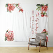 Elegante trouwroze rozen fotohokje achtergrond wandkleed (In Situ (horizontaal))