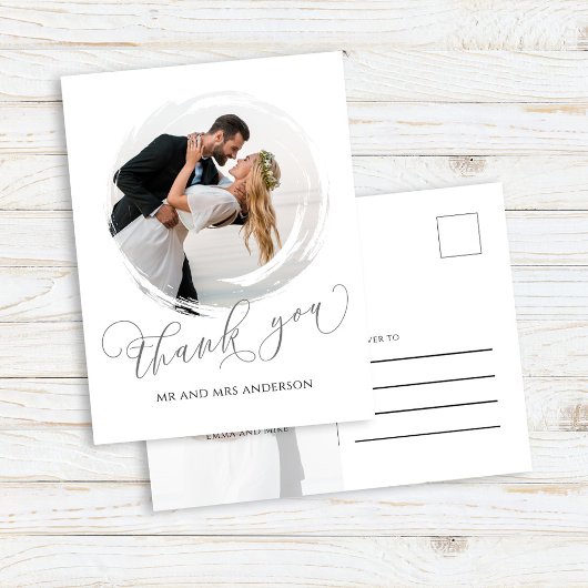 Elegante Trouwscriptie Foto Bedankkaart Briefkaart