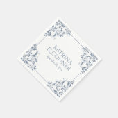 Elegante trouwservetten | Nadine (Stofbloem Blauw) Servet (Hoek)