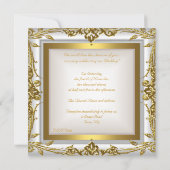 Elegante Trouwsier Bloemig Wit Goud Kaart (Achterkant)