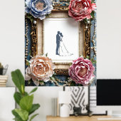 Elegante trouwsilhouet in lijst poster (Thuiskantoor)