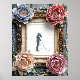 Elegante trouwsilhouet in lijst poster