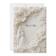 🌸 Elegante Trouwsilhouet Ivoor Bloemig Papier