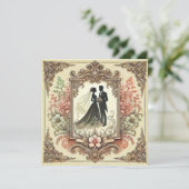 Elegante Trouwsilhouet Omlijst Kaart (Staand voorkant)