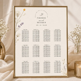 Elegante Trouwstoelindeling met Wilde Bloemen Poster