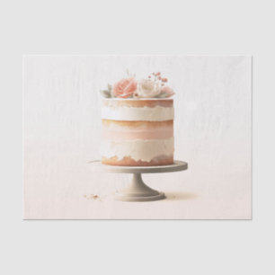Elegante Trouwtaart Bakkerij Roze Bloemen Tissuepapier