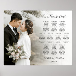 Elegante trouwtafel 10 zitplaatsenkaart met foto poster
