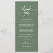 Elegante trouwtafel instelling bedankkaart programmakaart (Voorkant)