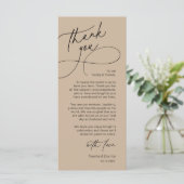 Elegante trouwtafel instelling bedankkaart programmakaart (Staand voorkant)
