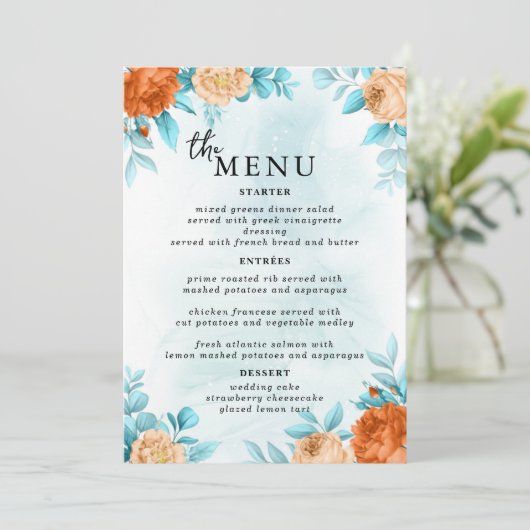 Elegante Trouwtafel Menu Kaarten Flat Menu (Staand voorkant)