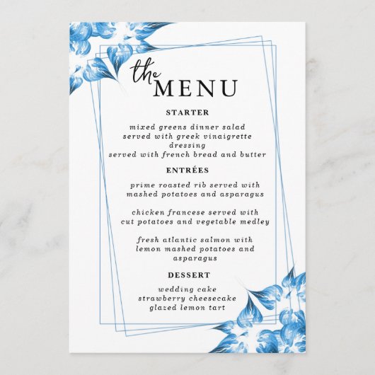Elegante Trouwtafel Menu Kaarten Flat Menu (Voorkant)
