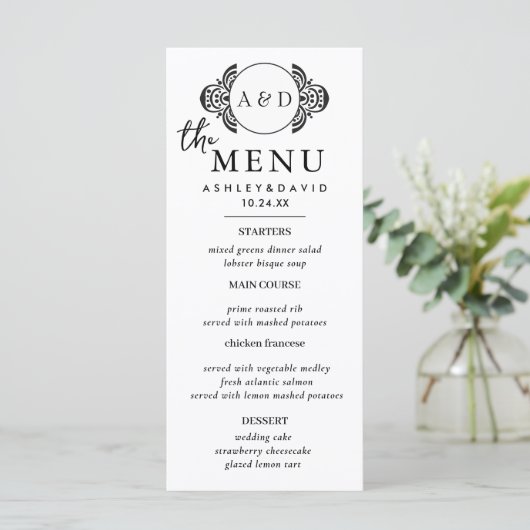 Elegante Trouwtafel Menu Kaarten Flat Menu (Staand voorkant)
